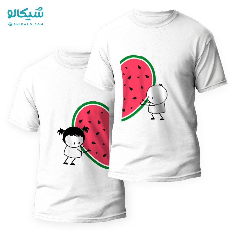 یلدا-ست-دونفره تیشرت ست یلدا طرح قلب هنداونه ای - Image 1