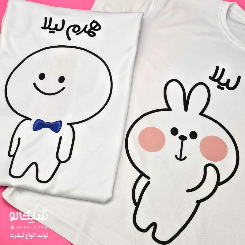 تیشرت ست دو نفره کله گردالی و خرگوش کد 17 - Image 3