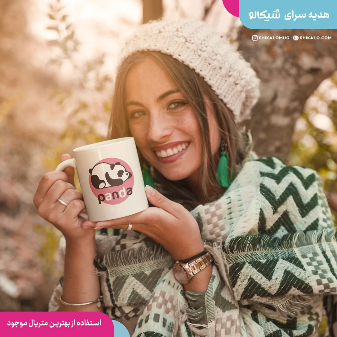 ماگ طرح پاندا زمینه صورتی - تصویر 3