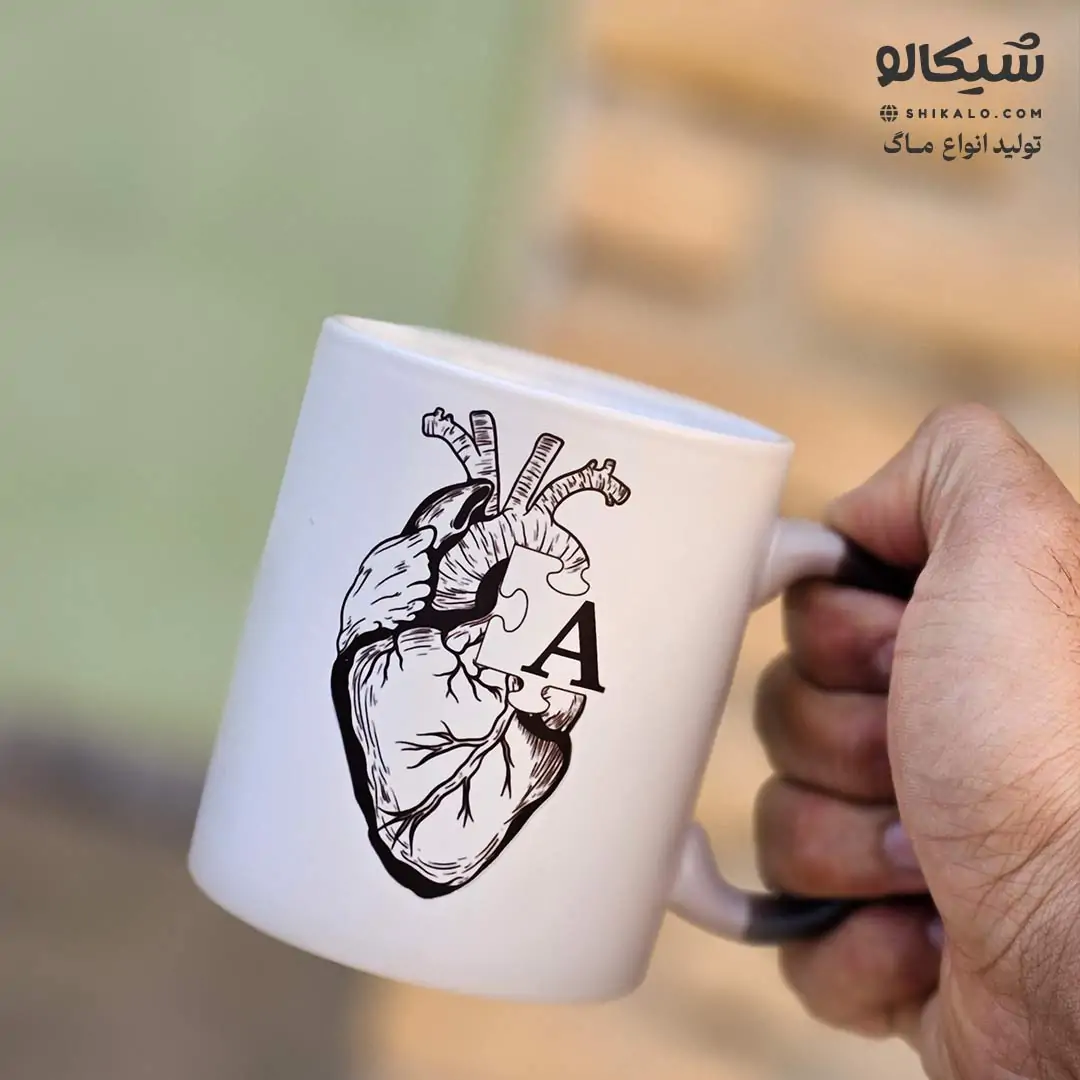 ماگ قلب پازلی با حرف دلخواه کد 14 1 ست ماگ